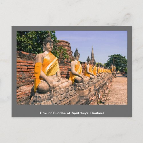 Row of Buddha at Ayutthaya Thailand Postcard
