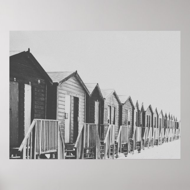 Row of Cabins on the Beach Photo Poster (Front)
