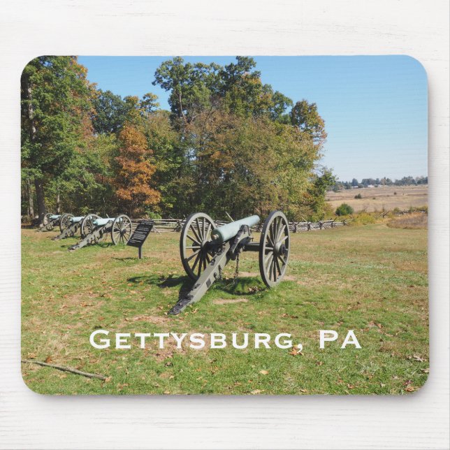 Row of cannons on the Gettysburg Battlefield Mouse Pad (Front)