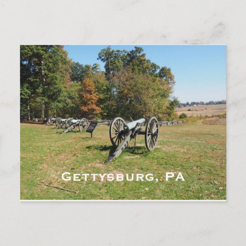Row of cannons on the Gettysburg Battlefield Postcard