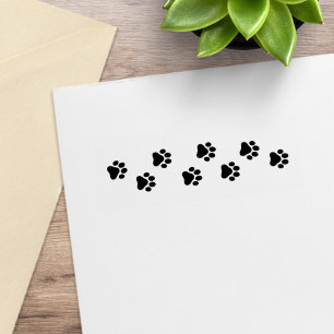Row of Cat Dog Pet Paw Prints Rubber Stamp