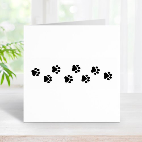 Row of Cat Dog Pet Paw Prints Rubber Stamp