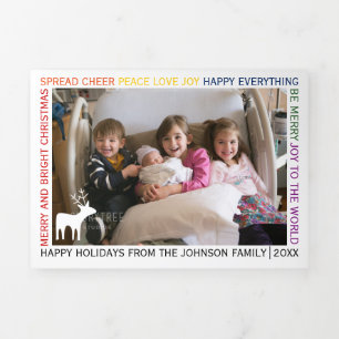 Row of Christmas wishes holiday photo card