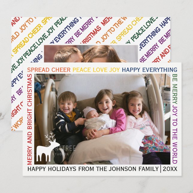 Row of Christmas wishes holiday photo card (Front/Back)