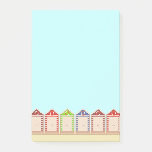Row of Colorful Beach Huts Post_it Notes