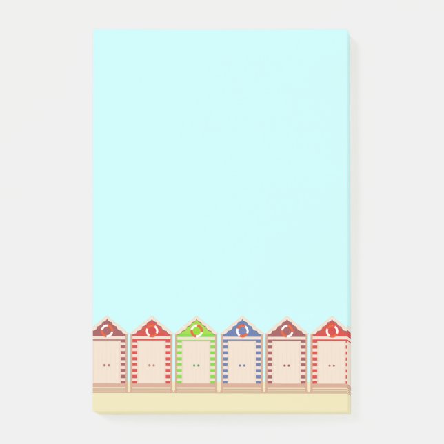 Row of Colorful Beach Huts Post-it Notes (Front)
