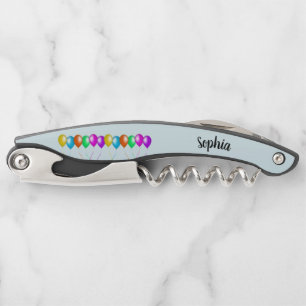 Row of Colorful Bright Balloons Streamers Blue Waiter's Corkscrew