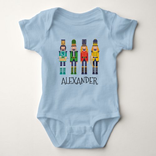 Row of Colorful Modern Nutcracker Personalize Baby Bodysuit