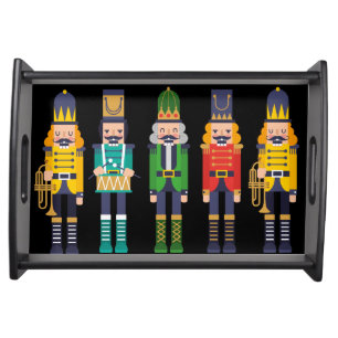 Row of Colorful Modern Nutcrackers Serving Tray