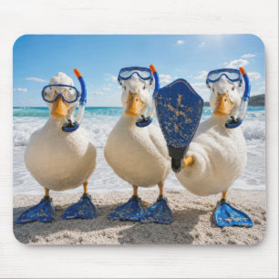 Row of Ducks with Snorkeling Gear Mouse Pad