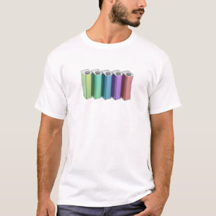 Row of five colorful square tin cans for motor oil T-Shirt