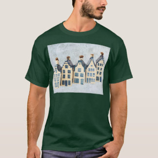 Row of five delft blue houses T-Shirt