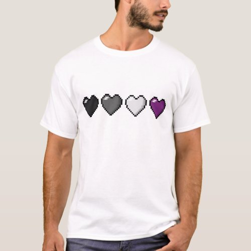 Row of Four Asexual Pride Flag Pixel Hearts T_Shirt