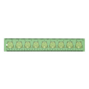 Row Of Green Kawaii Frogs  Ruler