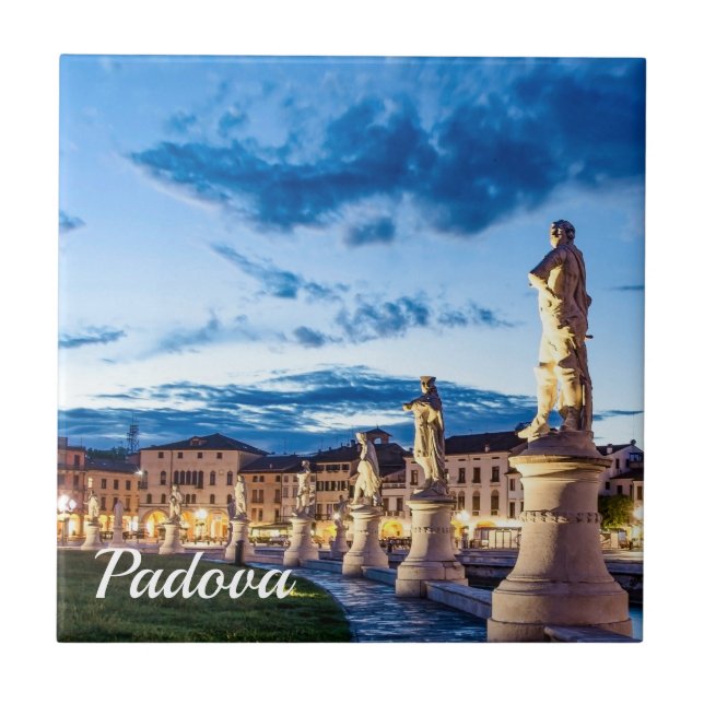 Row of illuminated statues in Padova Ceramic Tile (Front)