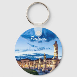 Row of illuminated statues in Padova Keychain
