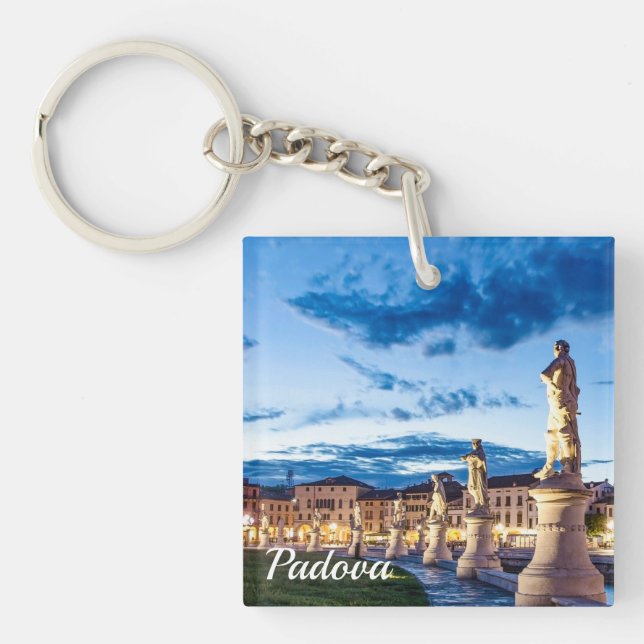 Row of illuminated statues in Padova Keychain (Front)