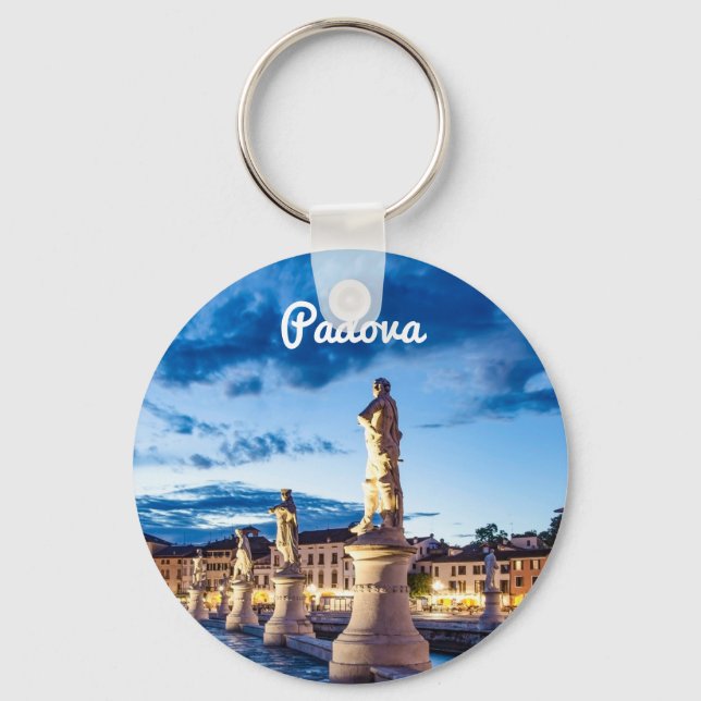 Row of illuminated statues in Padova Keychain (Front)
