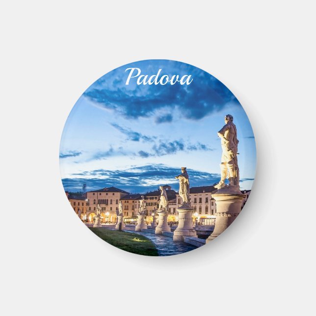 Row of illuminated statues in Padova Magnet (Front)