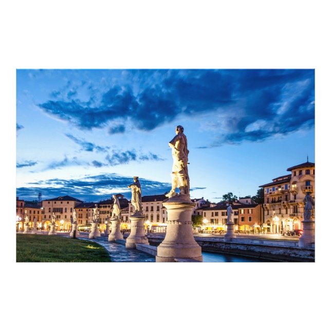 Row of illuminated statues in Padova Photo Print (Front)