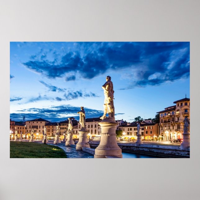 Row of illuminated statues in Padova Poster (Front)