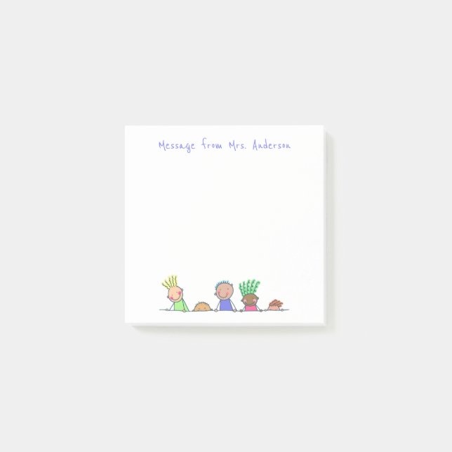 Row of Kids Personalize Post-it Notes (Front)