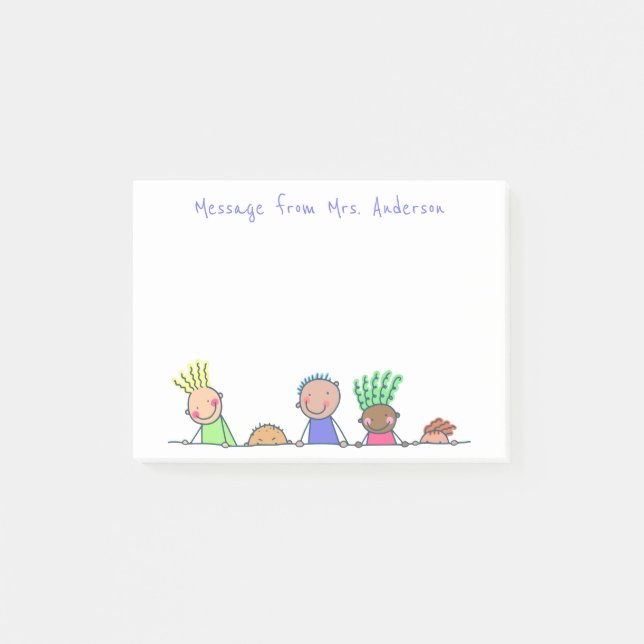 Row of Kids Personalize Post-it Notes (Front)
