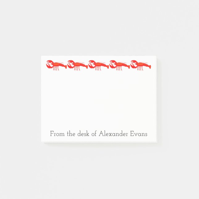 Row of Lobsters Personalize Post-it Notes (Front)