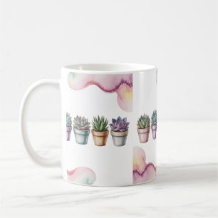 Row of mini potted succulents coffee mug