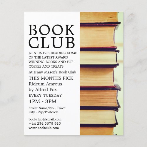 Row of Old Books Book Club Advertising Flyer