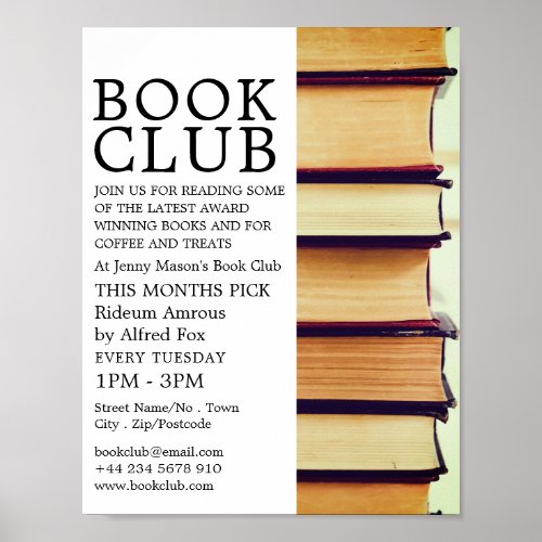 Row of Old Books Book Club Advertising Poster