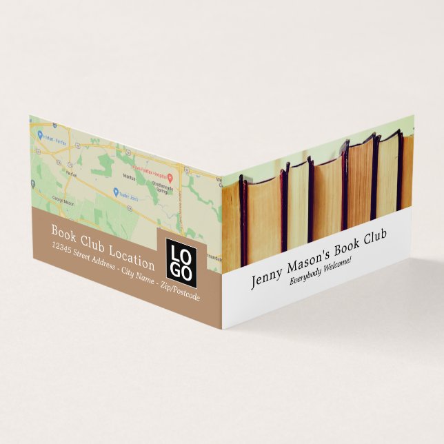 Row of Old Books, Book Club Detailed Business Card (Outside)