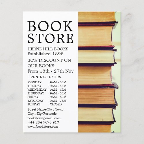 Row of Old Books Book Store Advertising Flyer