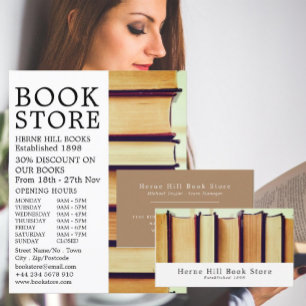 Row of Old Books, Book Store Advertising Flyer