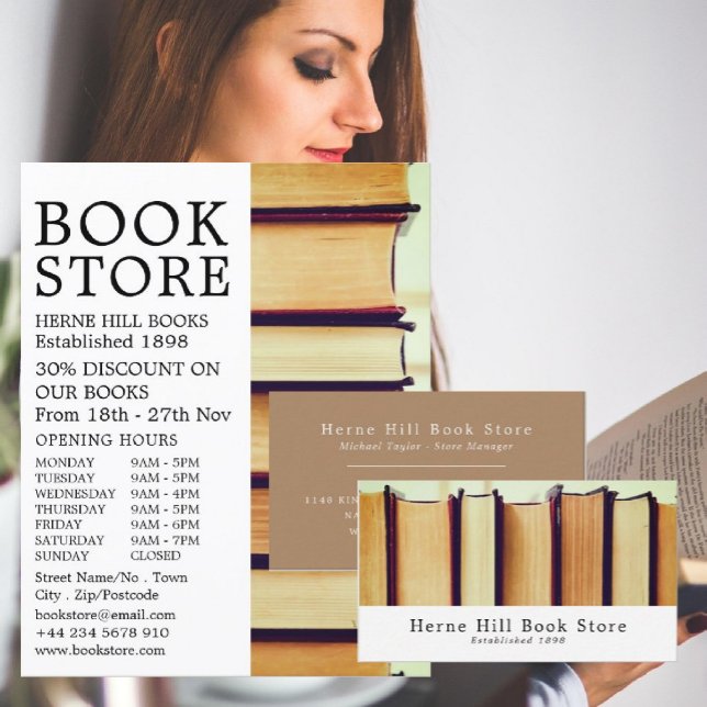 Row of Old Books, Book Store Advertising Flyer (Creator Uploaded)