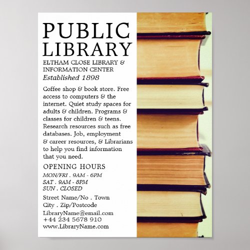 Row of Old Books Library Advertising Poster