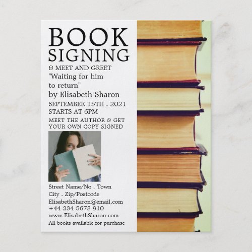 Row of Old Books, Writers Book Signing Advertising Flyer