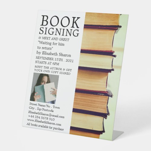 Row of Old Books Writers Book Signing Advertising Pedestal Sign