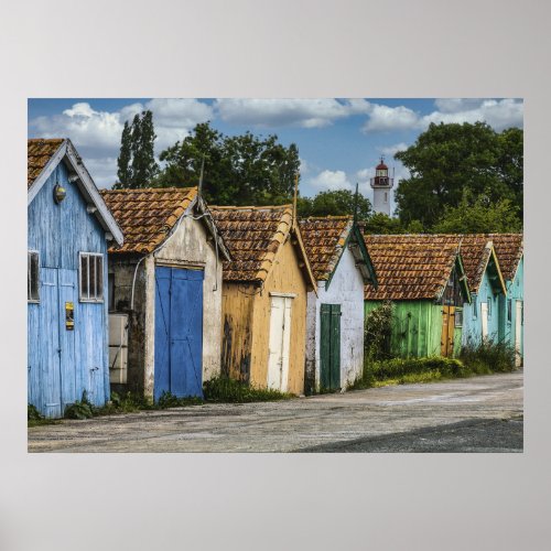 Row of old French Rustic Shacks Poster