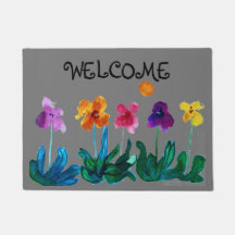 Row Of Pansies Doormat