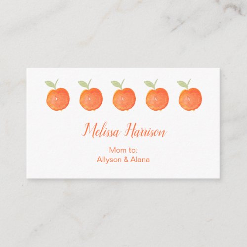 Row of Peaches Greenery Mommy Calling Card