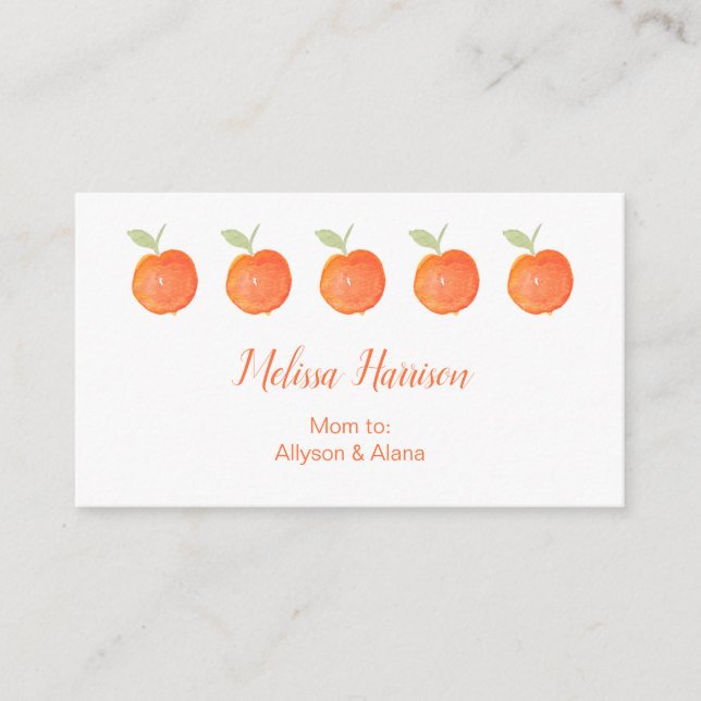 Row of Peaches Greenery Mommy Calling Card (Front)