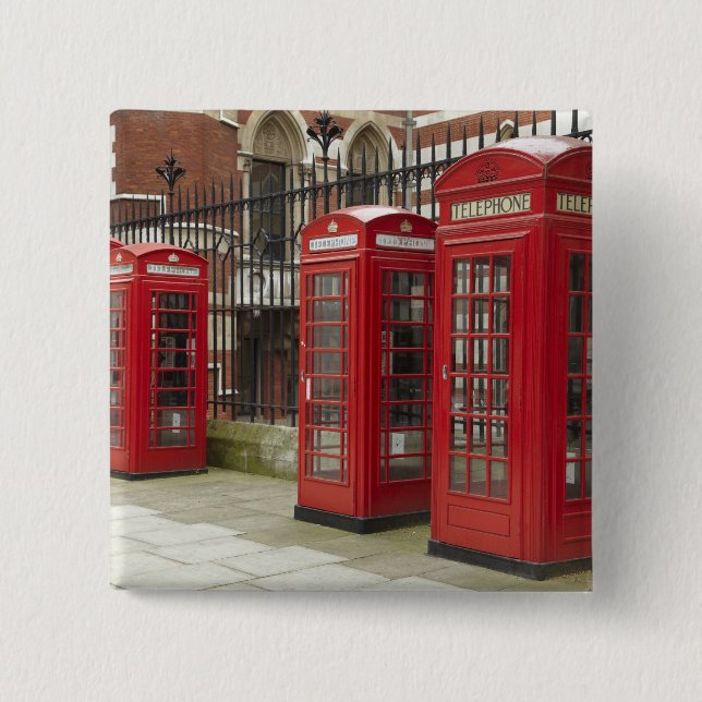 Row of phone boxes at the back of the Royal Pinback Button (Front)