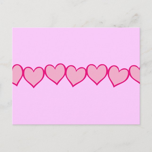 Row of Pink Hearts Postcard (Front)