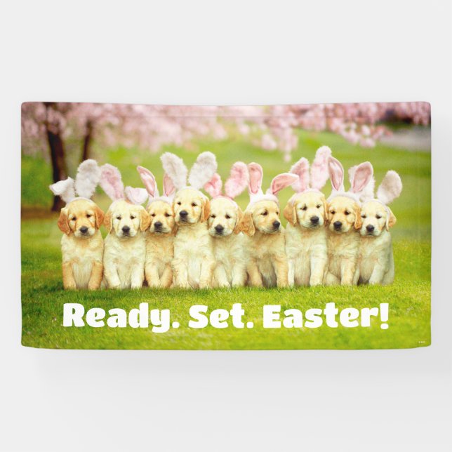 Row of Puppy Bunnies Banner (Horizontal)