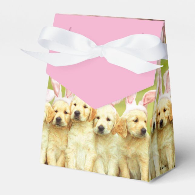 Row of Puppy Bunnies Favor Boxes (Front Side)