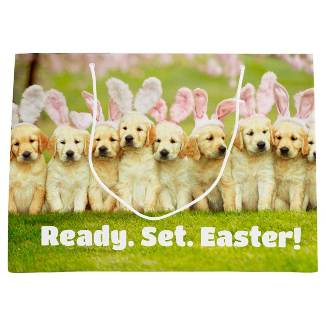 Row of Puppy Bunnies Large Gift Bag (Front)