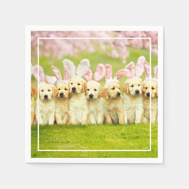Row of Puppy Bunnies Napkins (Front)
