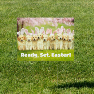 Row of Puppy Bunnies Sign