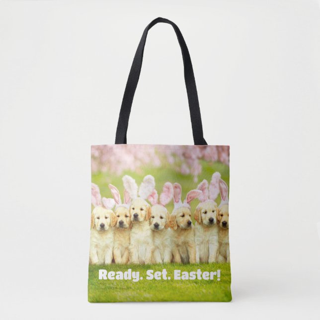 Row of Puppy Bunnies Tote Bag (Front)